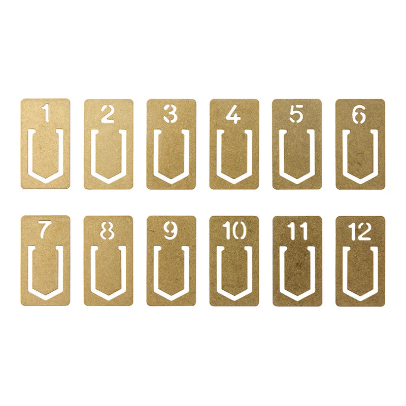 TRAVELER'S Brass Number Clips (Pack of 12)