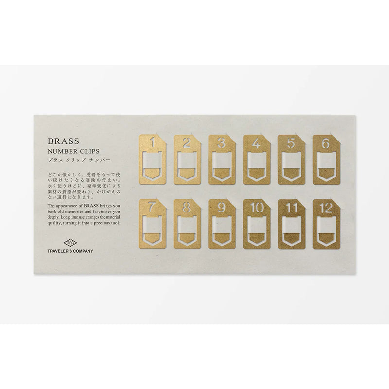 TRAVELER'S Brass Number Clips (Pack of 12)