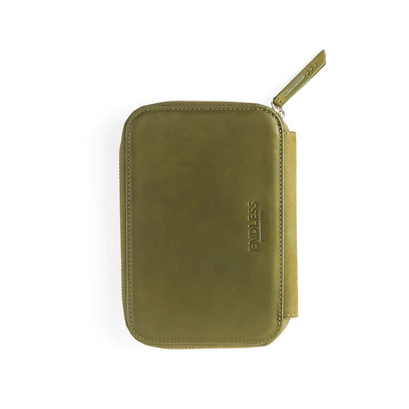Endless Companion Leather Adjustable Pen Pouch - 5 Pens - Green