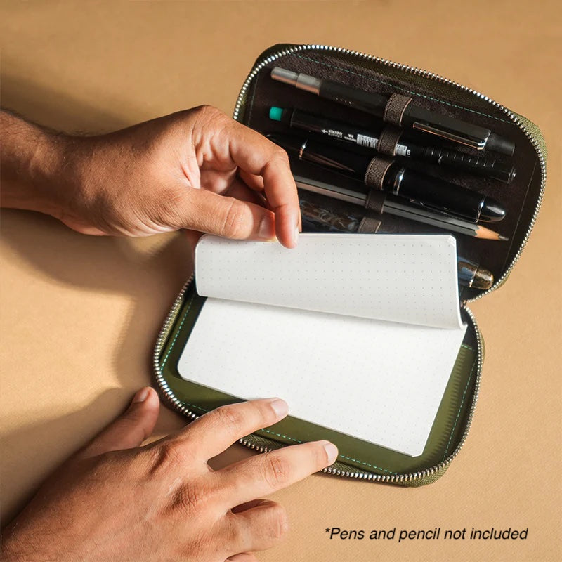Endless Companion Leather Adjustable Pen Pouch - 5 Pens - Green