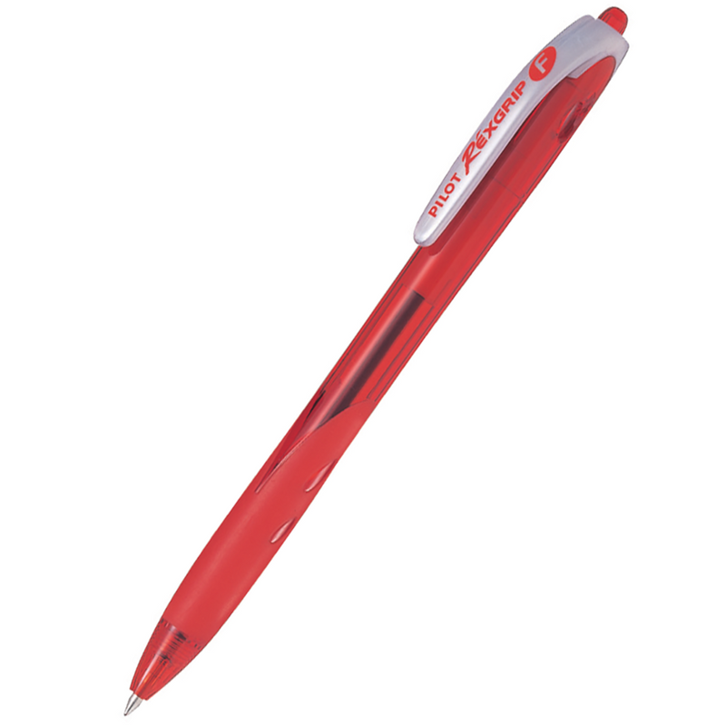 *Clearance* Pilot Rexgrip Retractable Ballpoint Pen - Red, Fine 12 Pack