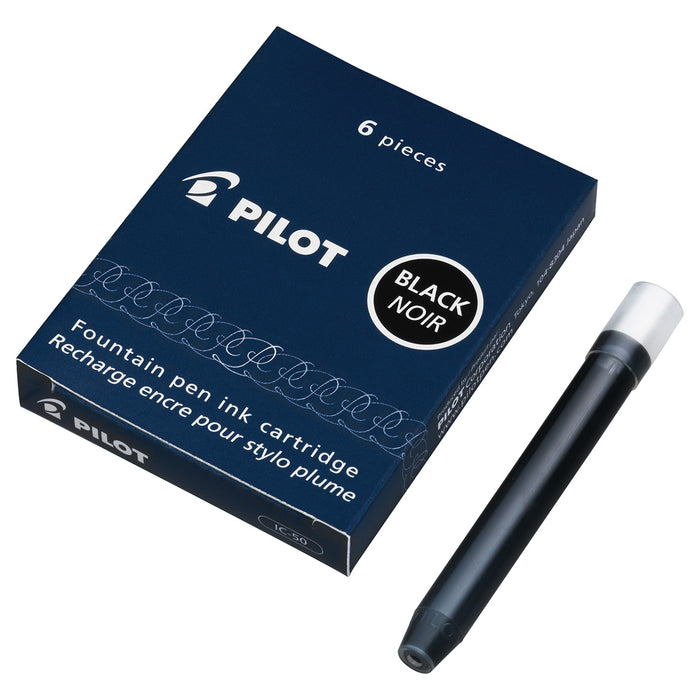 Pilot IC-50 Black Fountain Pen Ink Cartridges (6)