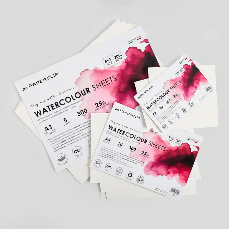myPAPERCLIP Italian Watercolour A4 Sheets 300gsm