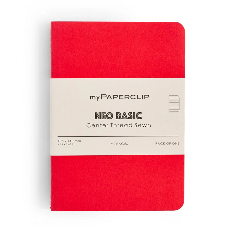 myPAPERCLIP Neo Basic Centre Thread Softcover A6 Notebook - Red