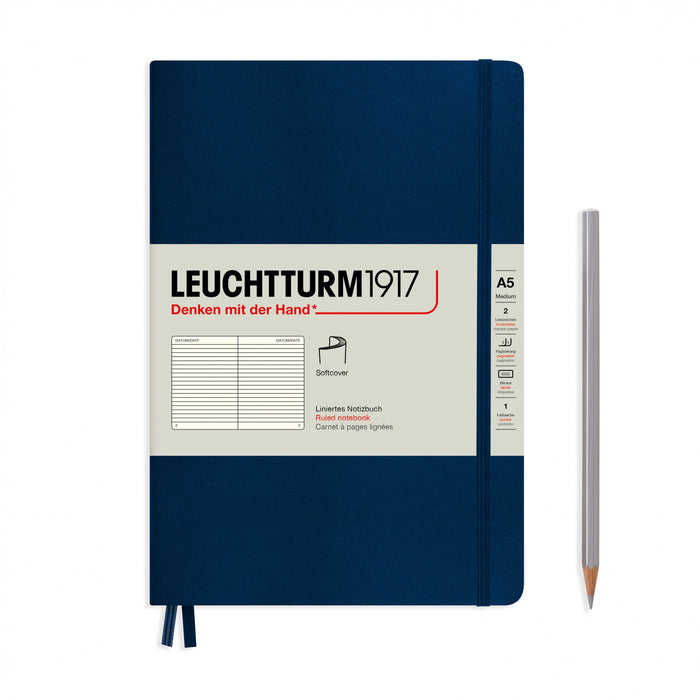 Leuchtturm1917 Softcover Notebook (A5), Ruled - Navy