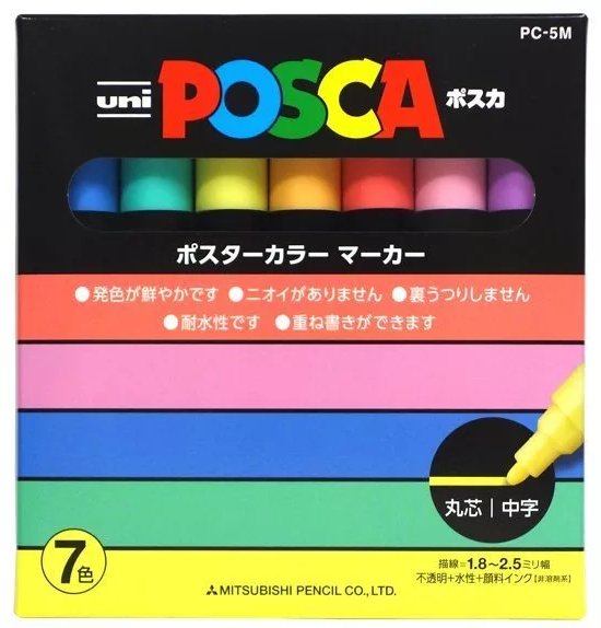 POSCA JAPAN Drawing Pen Pens 7 Natural colors Medium PC5M7C