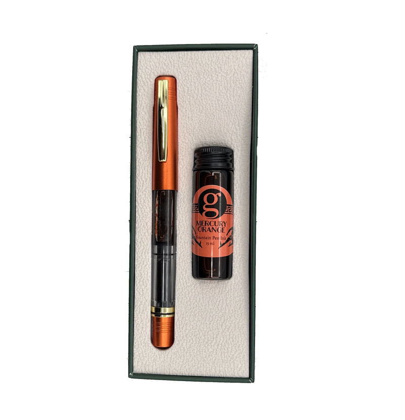 Monteverde MP1 Lock-It Piston Technology Fountain Pen & Ink Set - Foxy Orange Medium