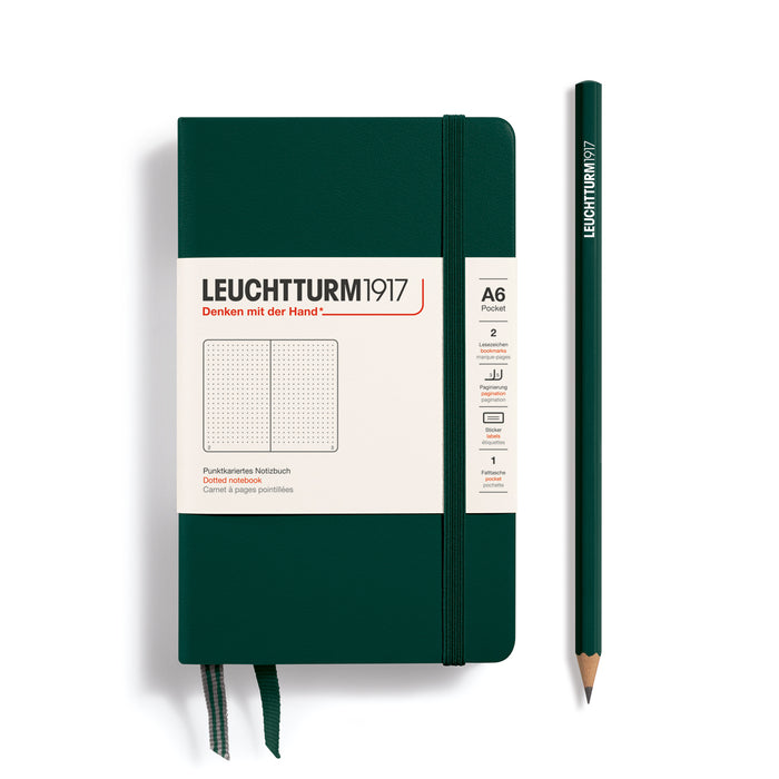 Leuchtturm1917 Hardcover Pocket Notebook (A6), Dotted - Forest Green
