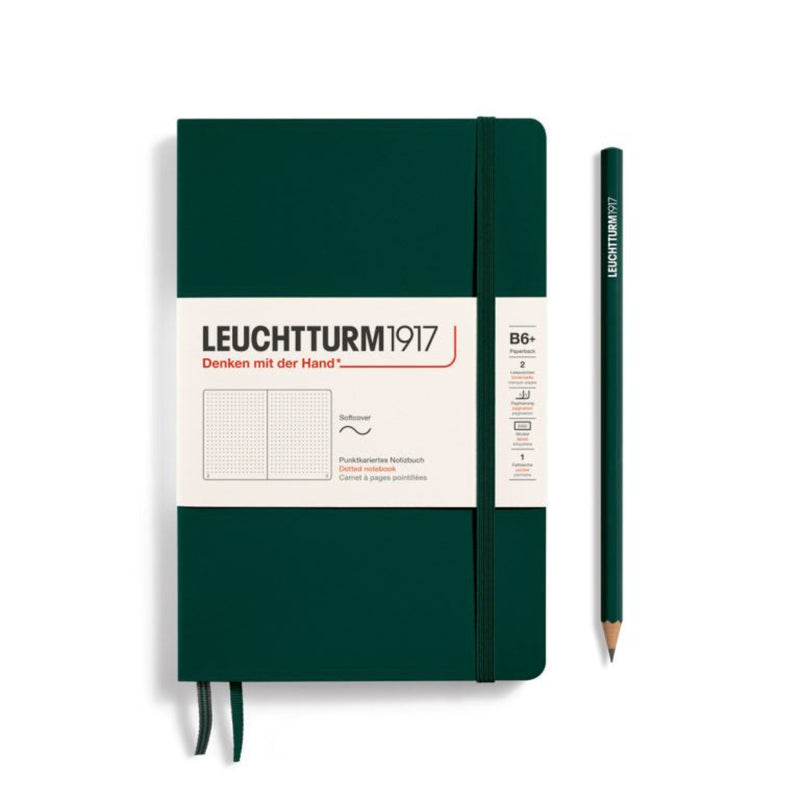 Leuchtturm1917 Notebook Paperback Hardcover (B6+), Dotted - Forest Green