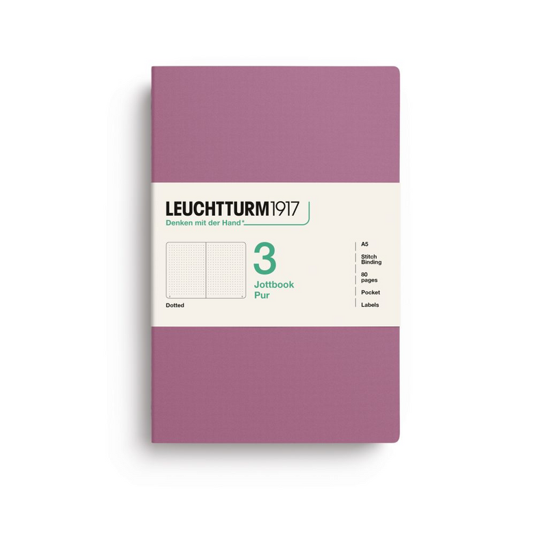 Leuchtturm1917 Pur Jottbook (A5), Dotted - Dusty Rose (3 Pack)