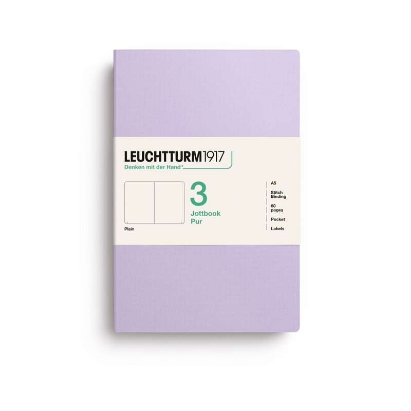 Leuchtturm1917 Pur Jottbook (A5), Dotted - Lilac (3 Pack)