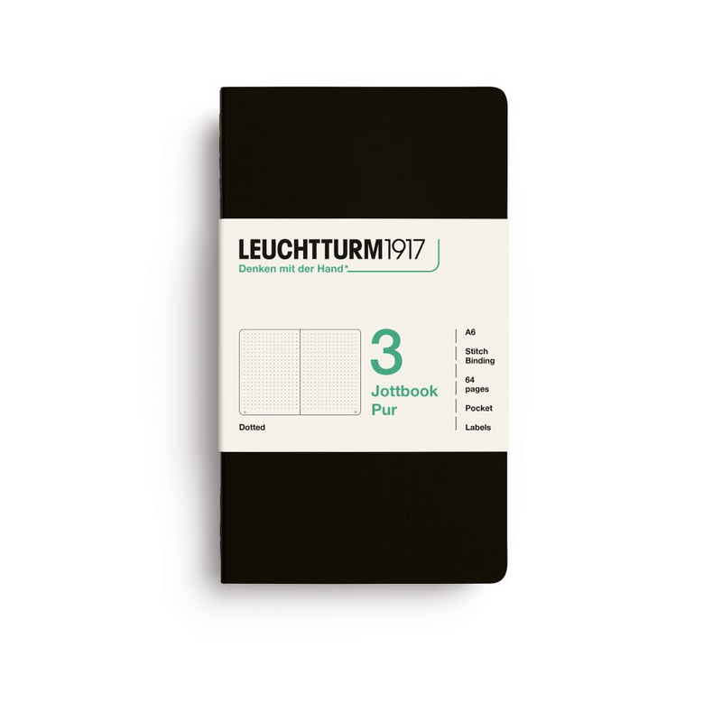 Leuchtturm1917 Pur Jottbook (A6), Dotted - Black (3 Pack)
