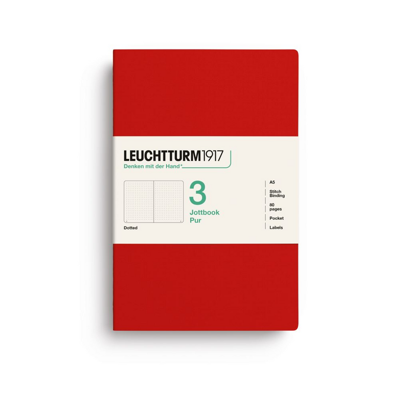 Leuchtturm1917 Pur Jottbook (A5), Dotted - Cherry (3 Pack)