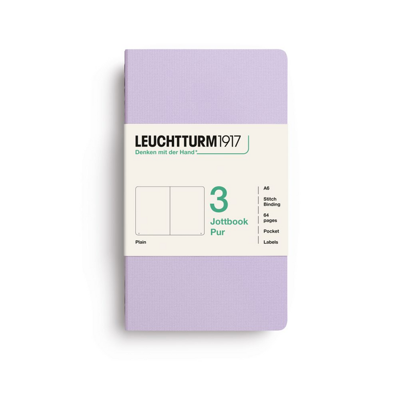 Leuchtturm1917 Pur Jottbook (A6), Plain - Lilac (3 Pack)