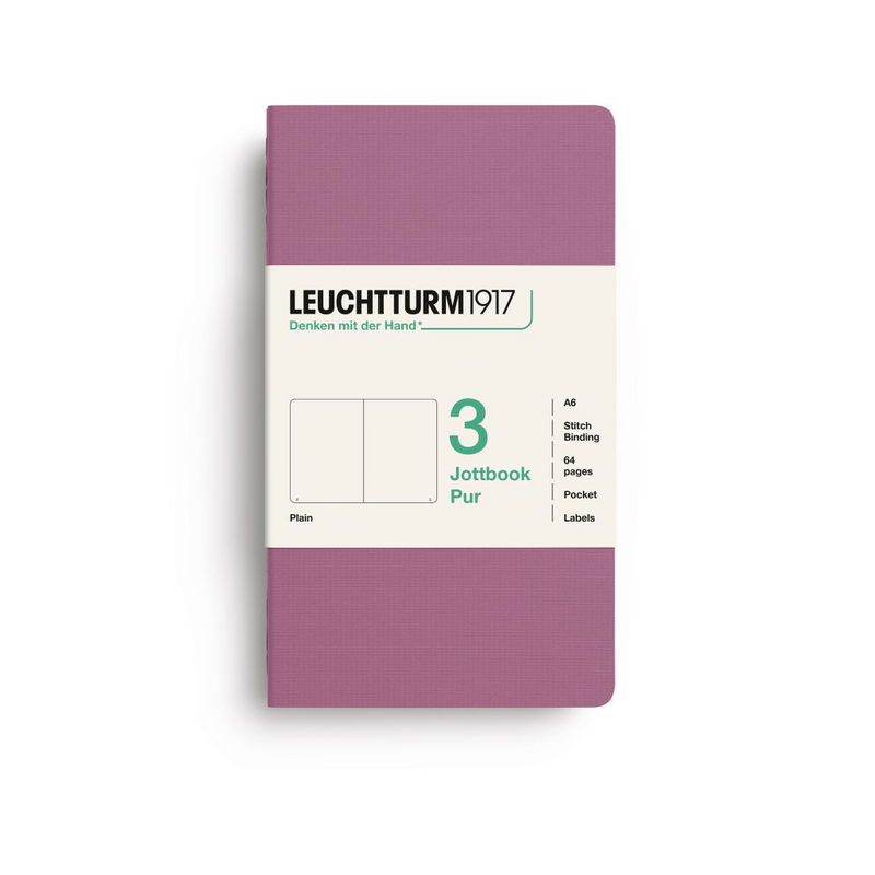 Leuchtturm1917 Pur Jottbook (A6), Plain - Dusty Rose (3 Pack)
