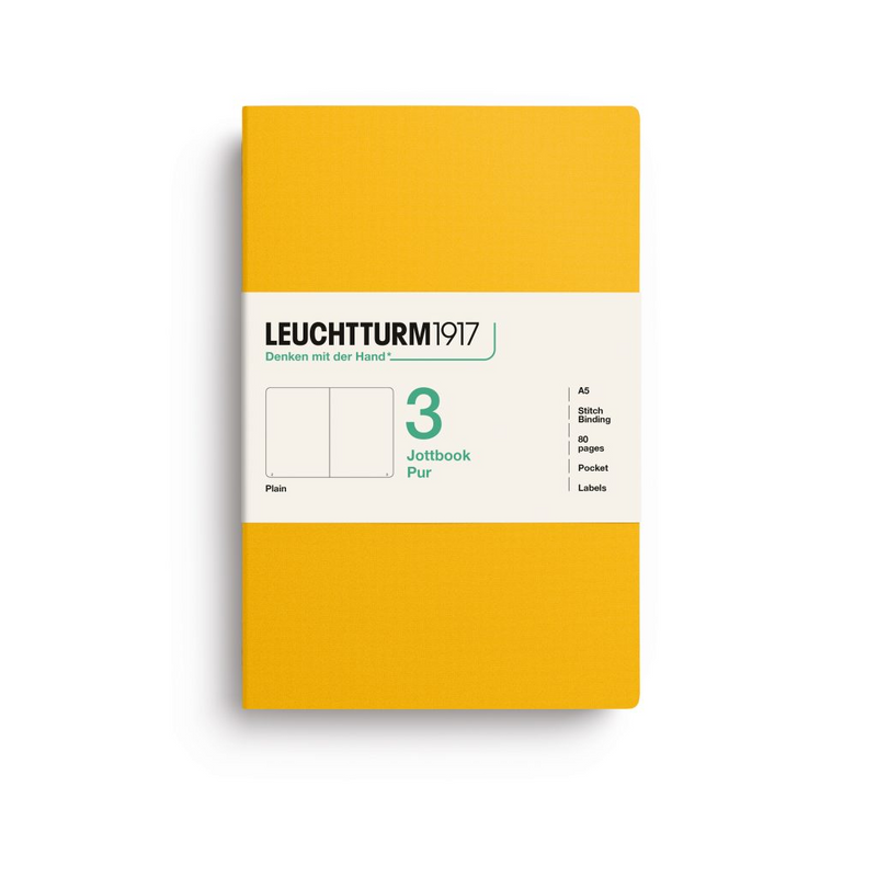 Leuchtturm1917 Pur Jottbook (A5), Plain - Sunflower (3 Pack)