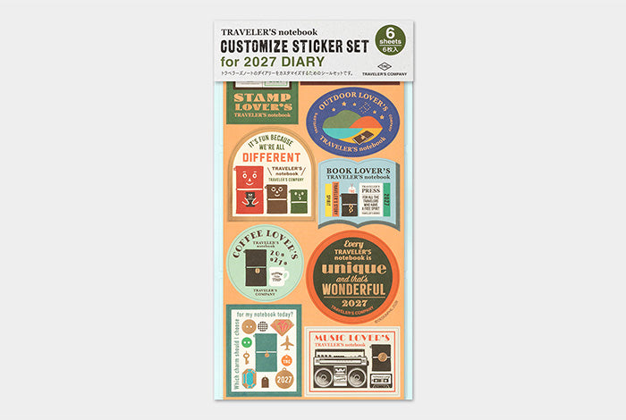 TRAVELER'S Notebook 2027 Diary Refill - Customised Sticker Set