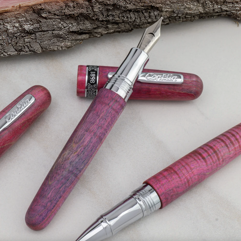 Conklin 1898 Limited Edition Spectra Fusion Fountain Pen - Stabalized Wood Matte Burgandy w/ Chrome