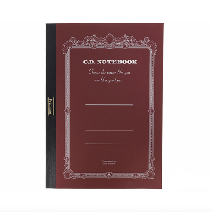 Apica Premium A5 Red Grid Notebook, 192 Pages