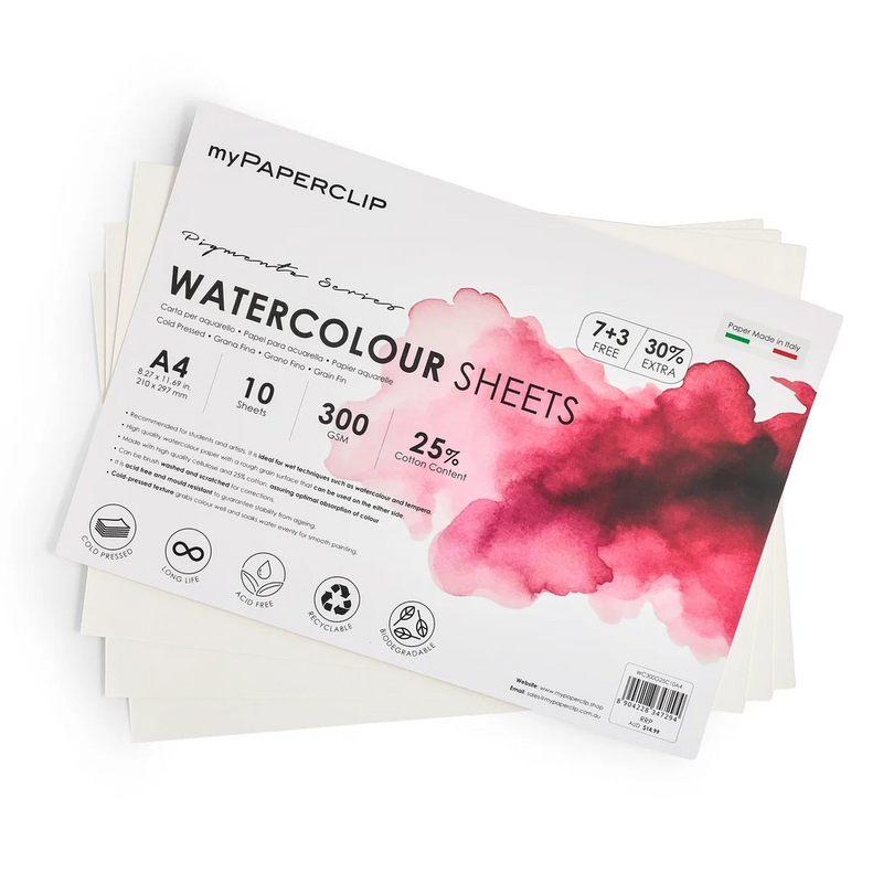 myPAPERCLIP Italian Watercolour A4 Sheets 300gsm