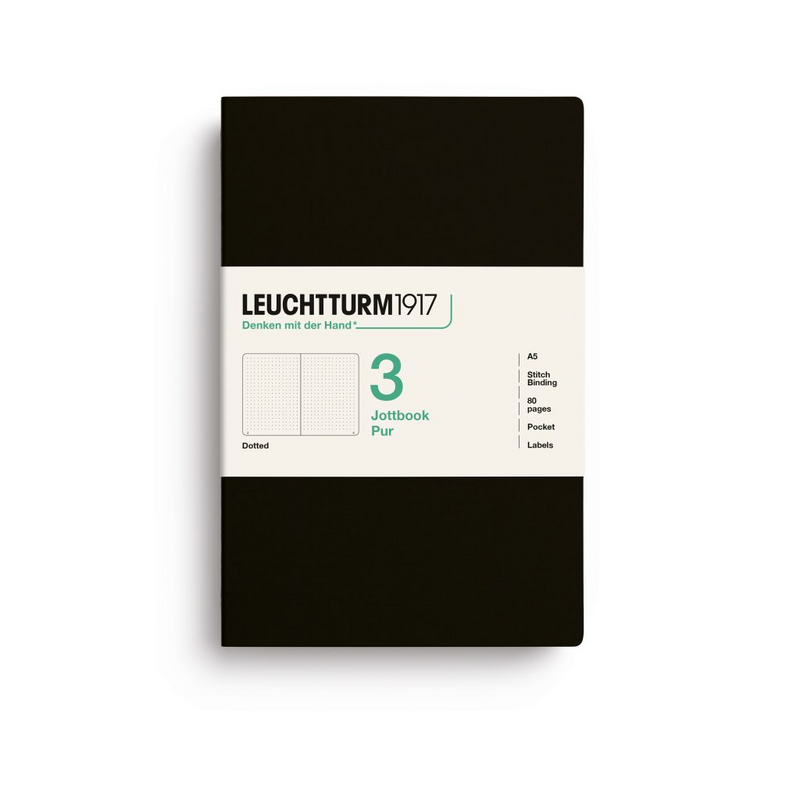 Leuchtturm1917 Pur Jottbook (A5), Dotted - Black (3 Pack)