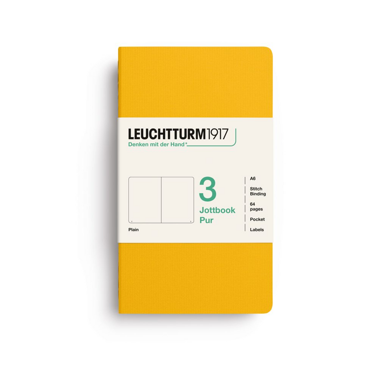 Leuchtturm1917 Pur Jottbook (A6), Plain - Sunflower (3 Pack)