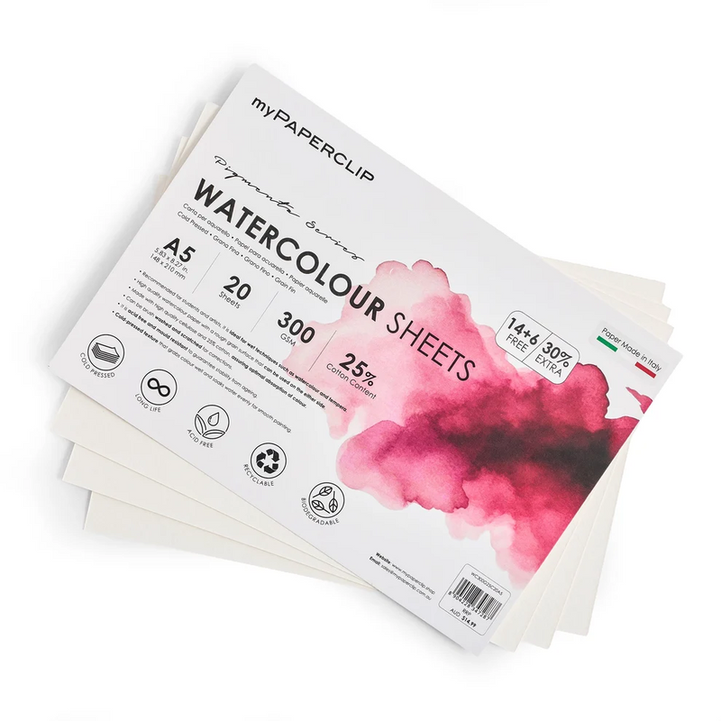 myPAPERCLIP Italian Watercolour A5 Sheets 300gsm