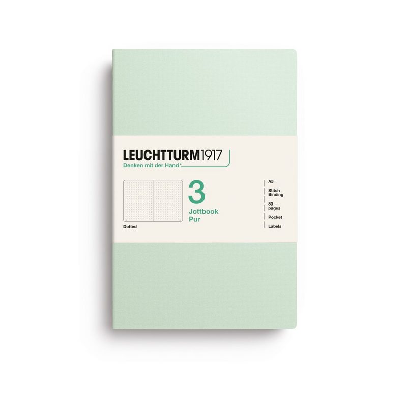 Leuchtturm1917 Pur Jottbook (A5), Dotted - Mint Green (3 Pack)