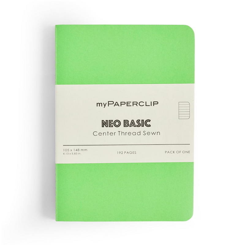 myPAPERCLIP Neo Basic Centre Thread Softcover A6 Notebook - Green