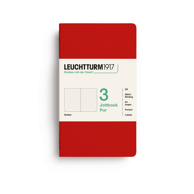 Leuchtturm1917 Pur Jottbook (A6), Dotted - Cherry (3 Pack)