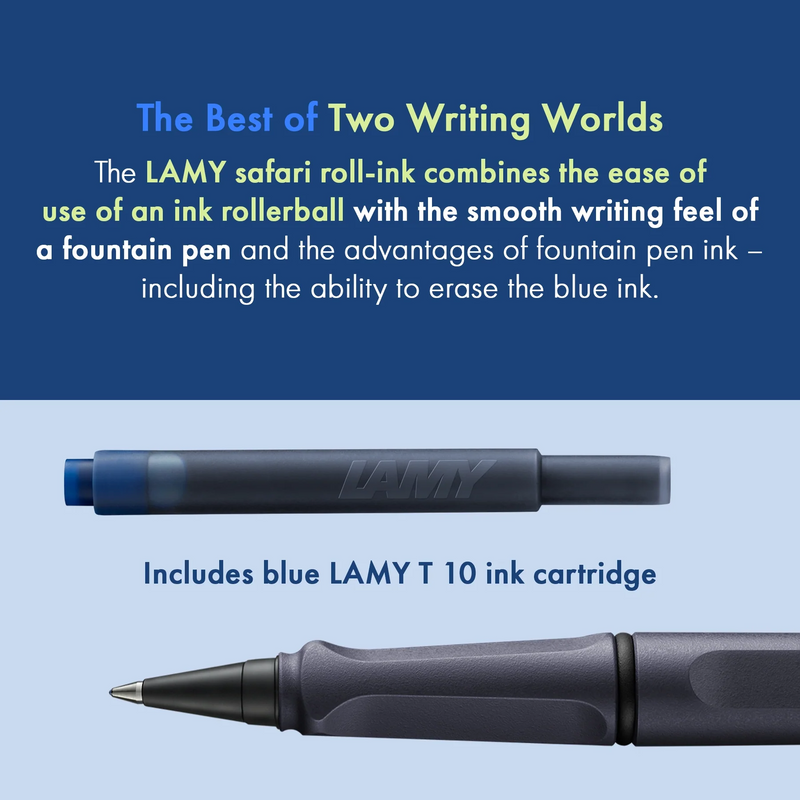 Lamy Safari Ink Cartridge Rollerball Pen Steel Black Pulp Addiction lamy-safari-ink-cartridge-rollerball-pen-steel-black-pulp-addiction