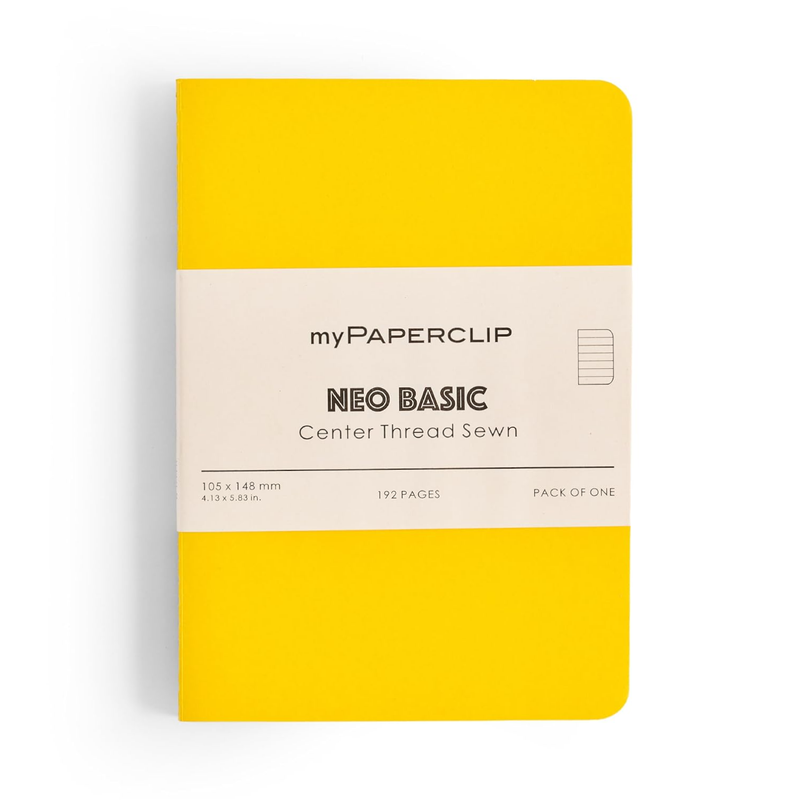 myPAPERCLIP Neo Basic Centre Thread Softcover A6 Notebook - Yellow