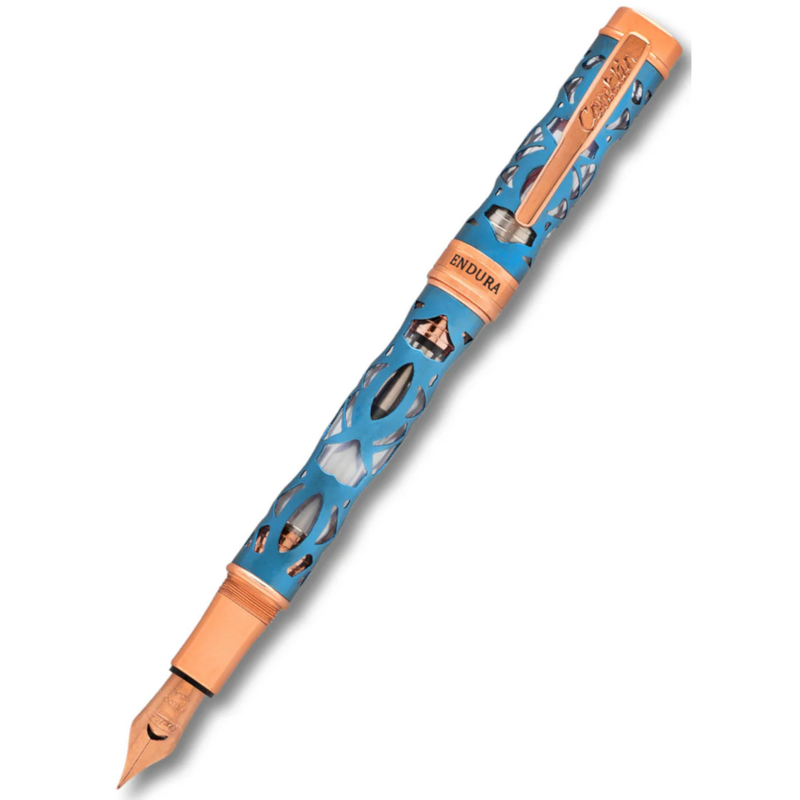 Conklin Endura Deco Crest Demonstrator Fountain Pen - Blue / Rose Gold