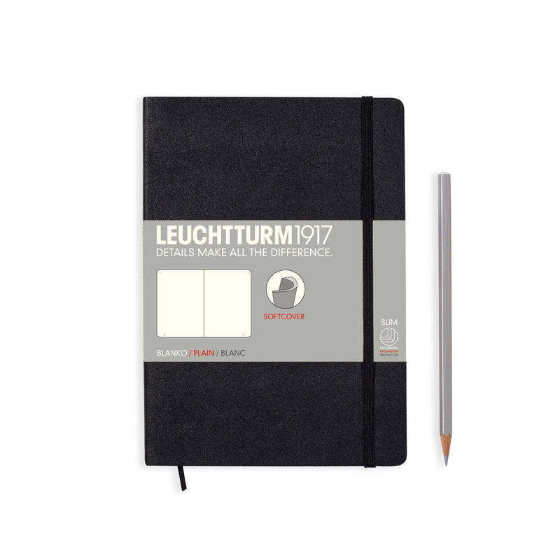 Leuchtturm1917 Notebook Softcover (A5), Plain - Black