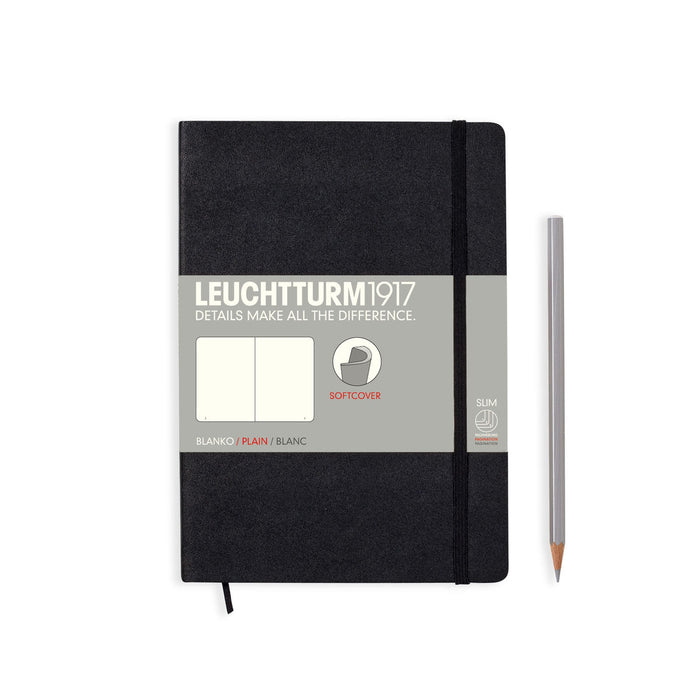 Leuchtturm1917 Softcover Notebook (A5), Plain - Black