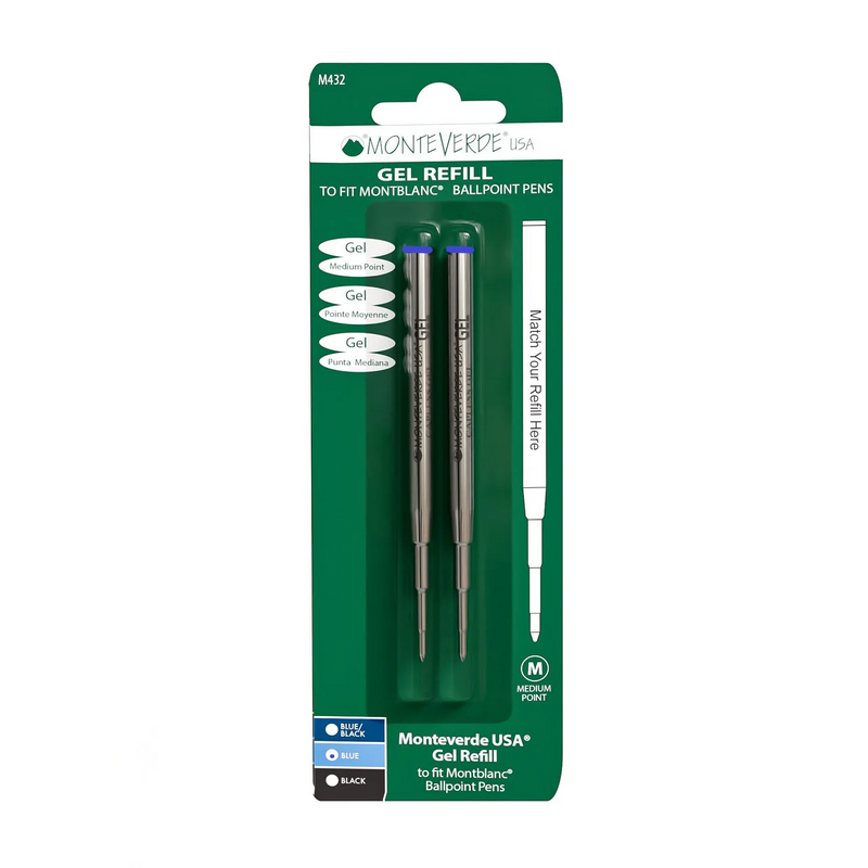 Monteverde M432 Montblanc Gel Blue Medium Ballpoint Refill, Pk2