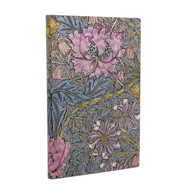 Paperblanks 2027 Diary - Morris Pink Honeysuckle (Flexi) - Week-at-a-Time
