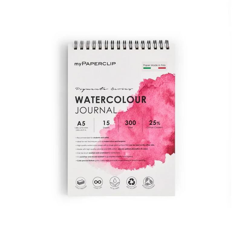 myPAPERCLIP Italian Watercolour A5 Pocket Travel Journal 300gsm