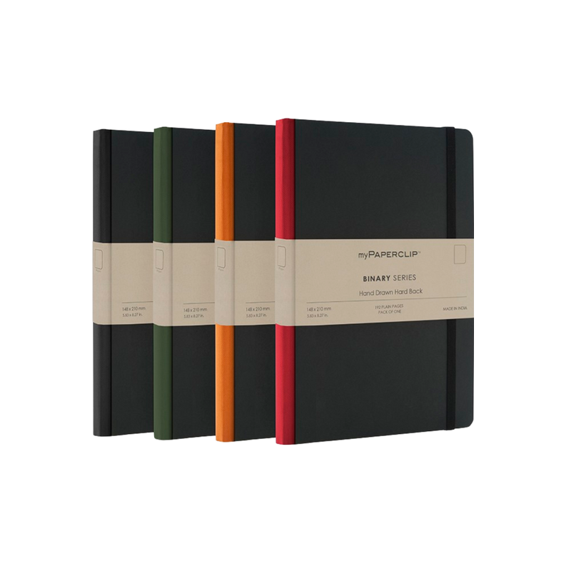 myPAPERCLIP Binary Series Hardcover A5 Notebook - Red Spine