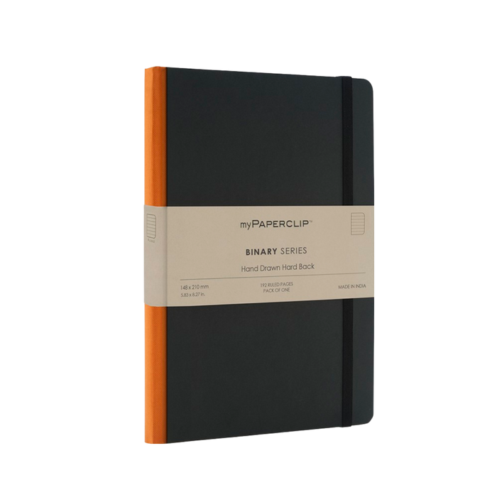 myPAPERCLIP Binary Series Hardcover A5 Notebook - Orange Spine