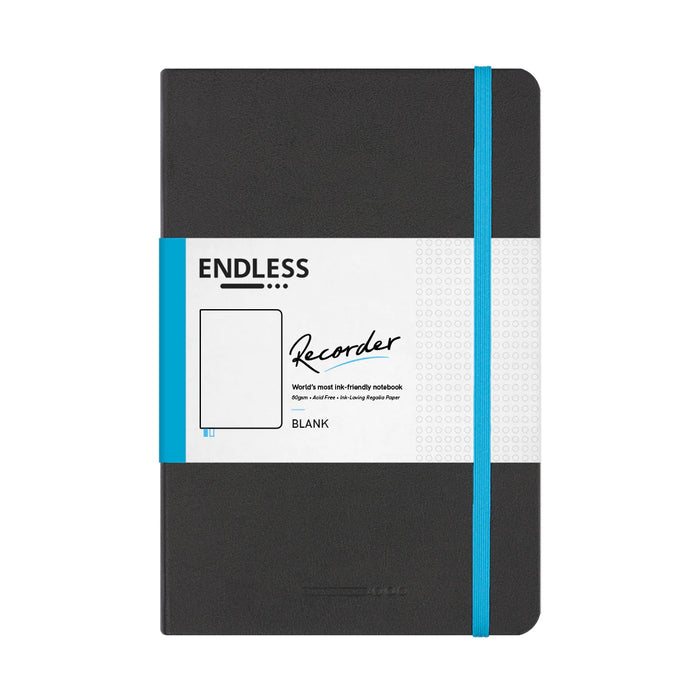Endless A5 Recorder Notebook - Black Infinite Space, Blank - 80gsm Regalia Paper