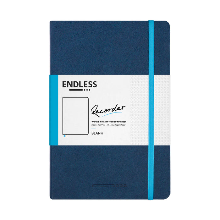 Endless A5 Recorder Notebook - Blue Deep Ocean, Blank - 80gsm Regalia Paper