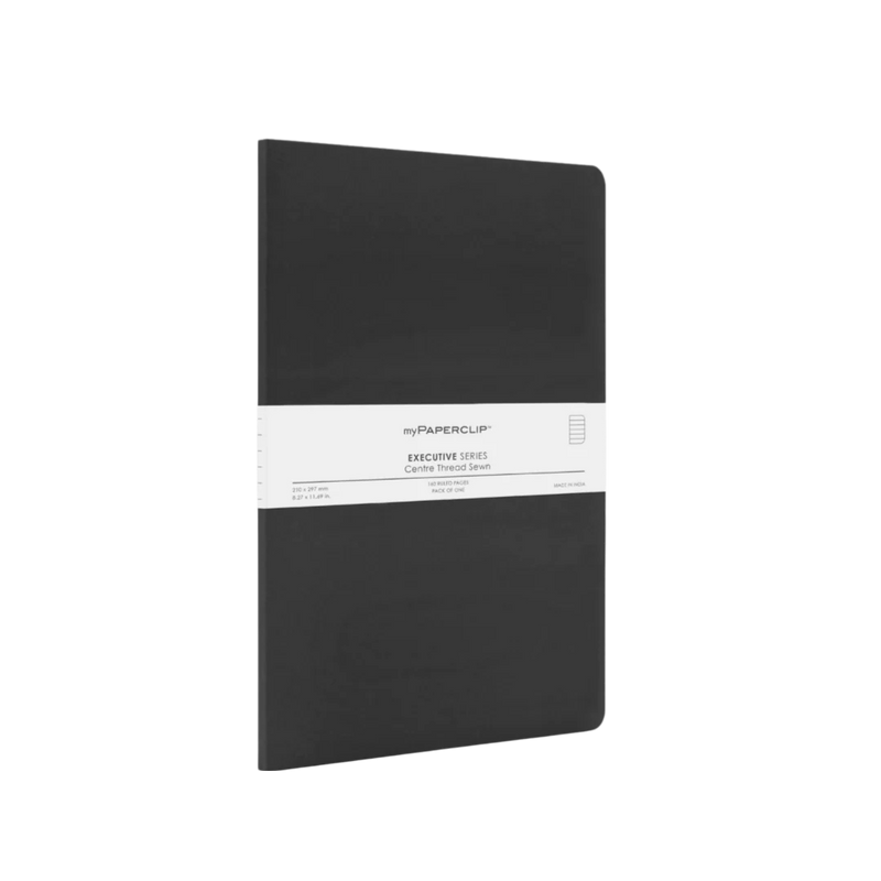 myPAPERCLIP Centre Thread Softcover A4 Notebook - Black