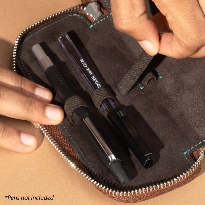 Endless Companion Leather Adjustable Pen Pouch - 5 Pens - Brown