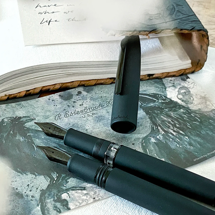 Esterbrook Estie Raven with Button Piston Fountain Pen - Matte Black w/ Black Trim