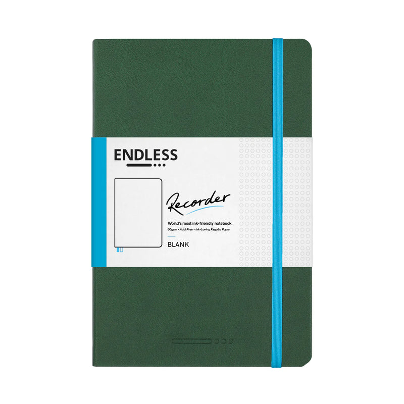 Endless A5 Recorder Notebook - Green Forest Canopy, Blank - 80gsm Regalia Paper