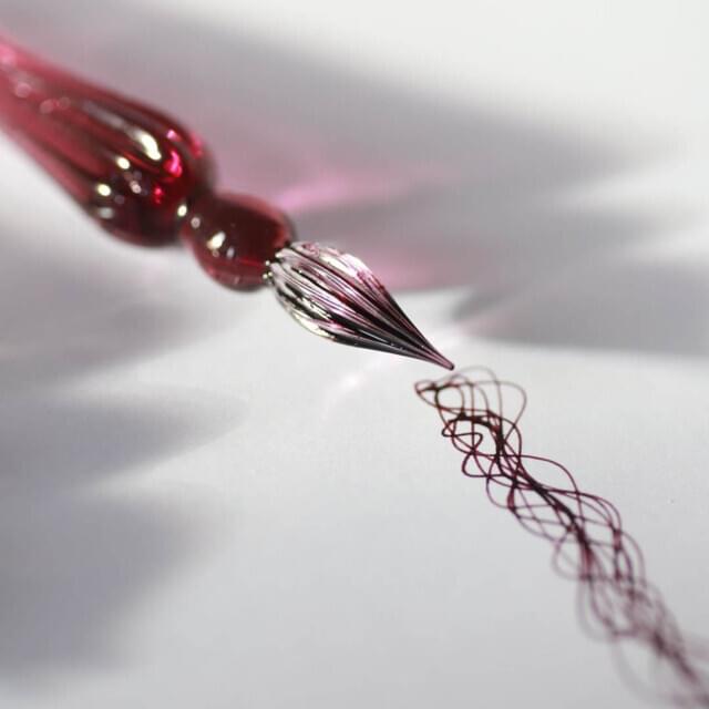 Jacques Herbin Round Glass Dip Pen - Violet