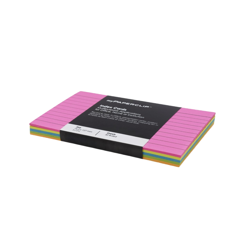 myPAPERCLIP Index Cards - Multi Colour (Pack of 50) - Small