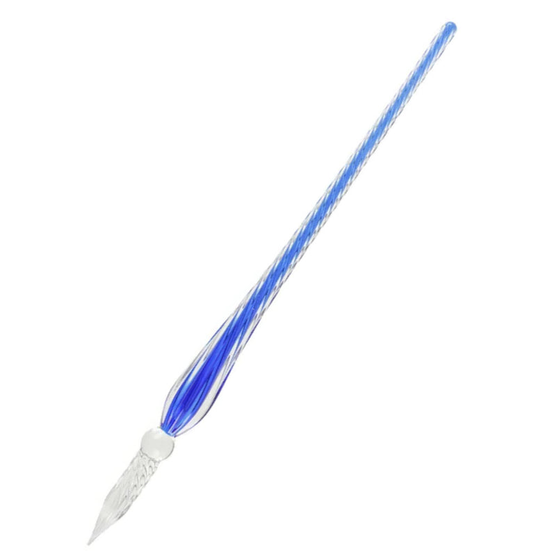 Jacques Herbin Twisted Glass Dip Pen - Bleu Nuit (Dark Blue)