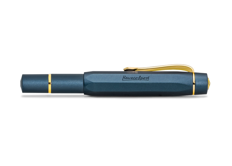 Kaweco Piston Sport AL Fountain Pen and Ink Gift Set - Navy/Gold